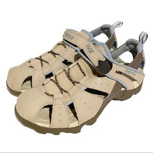 Teva Deacon Dark Cream Blue Hiking Water Sandals Shoes 6969 Womens Size 11